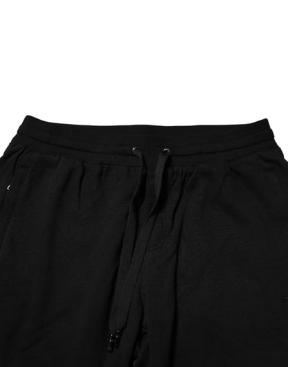 Dolce & Gabbana Black Cotton Logo Tape Men Jogger Pants