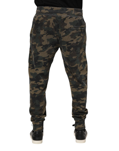 Dolce & Gabbana Brown Camouflage Cotton Men Jogger Pants
