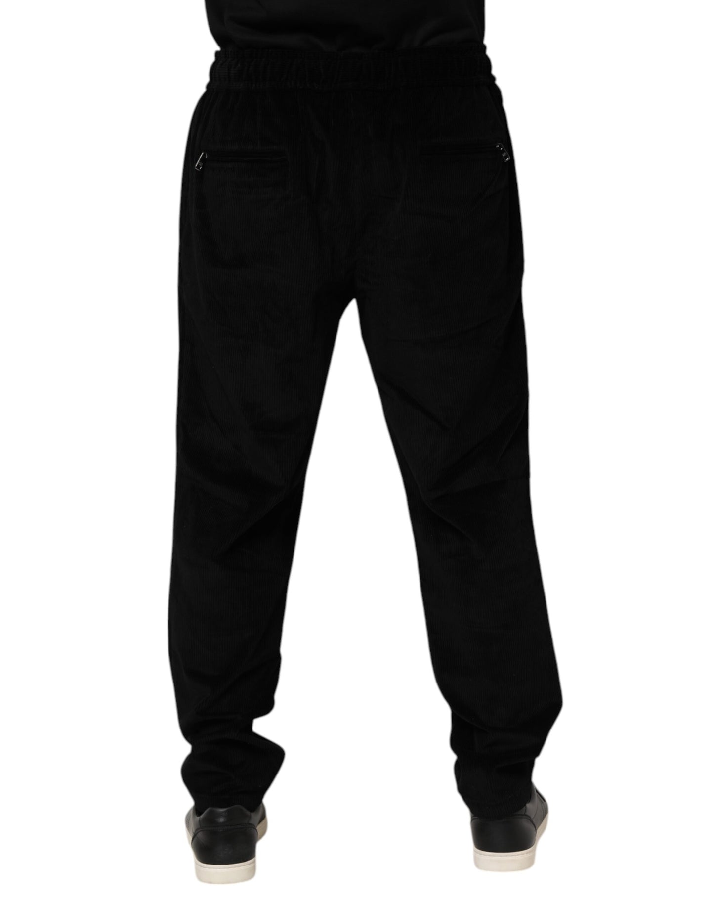 Dolce & Gabbana Black Cotton Men Jogger Sweatpants Pants