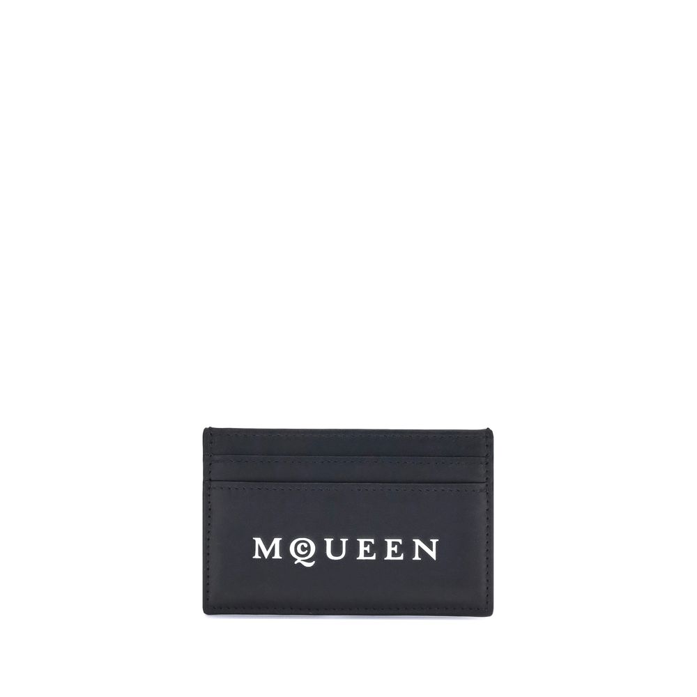 Alexander McQueen Schwarzes Kalbsleder Bos Taurus Portemonnaie