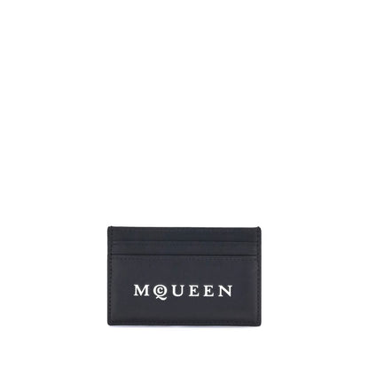 Alexander McQueen Schwarzes Kalbsleder Bos Taurus Portemonnaie
