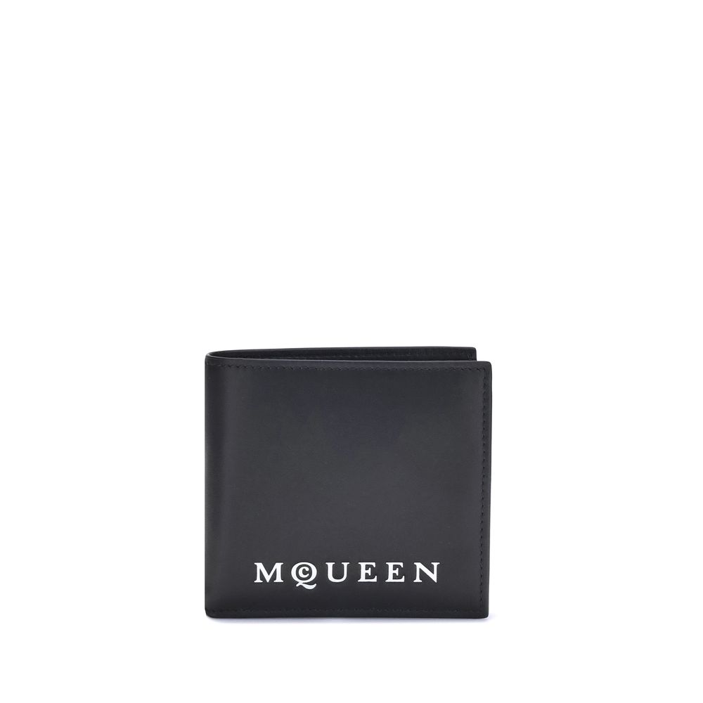 Alexander McQueen Schwarzes Kalbsleder Bos Taurus Portemonnaie
