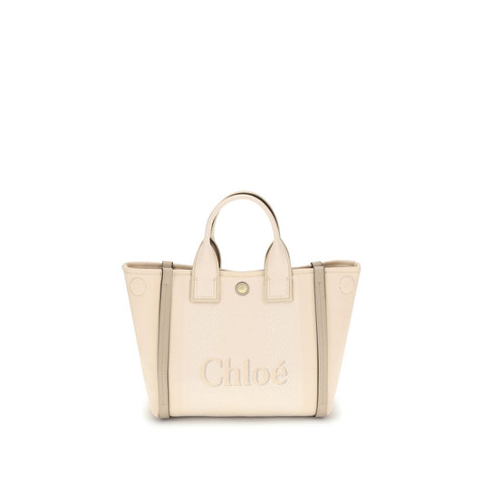 Chloé Schultertasche aus beigefarbener Baumwolle