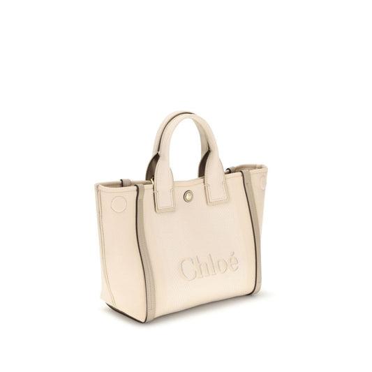 Chloé Schultertasche aus beigefarbener Baumwolle