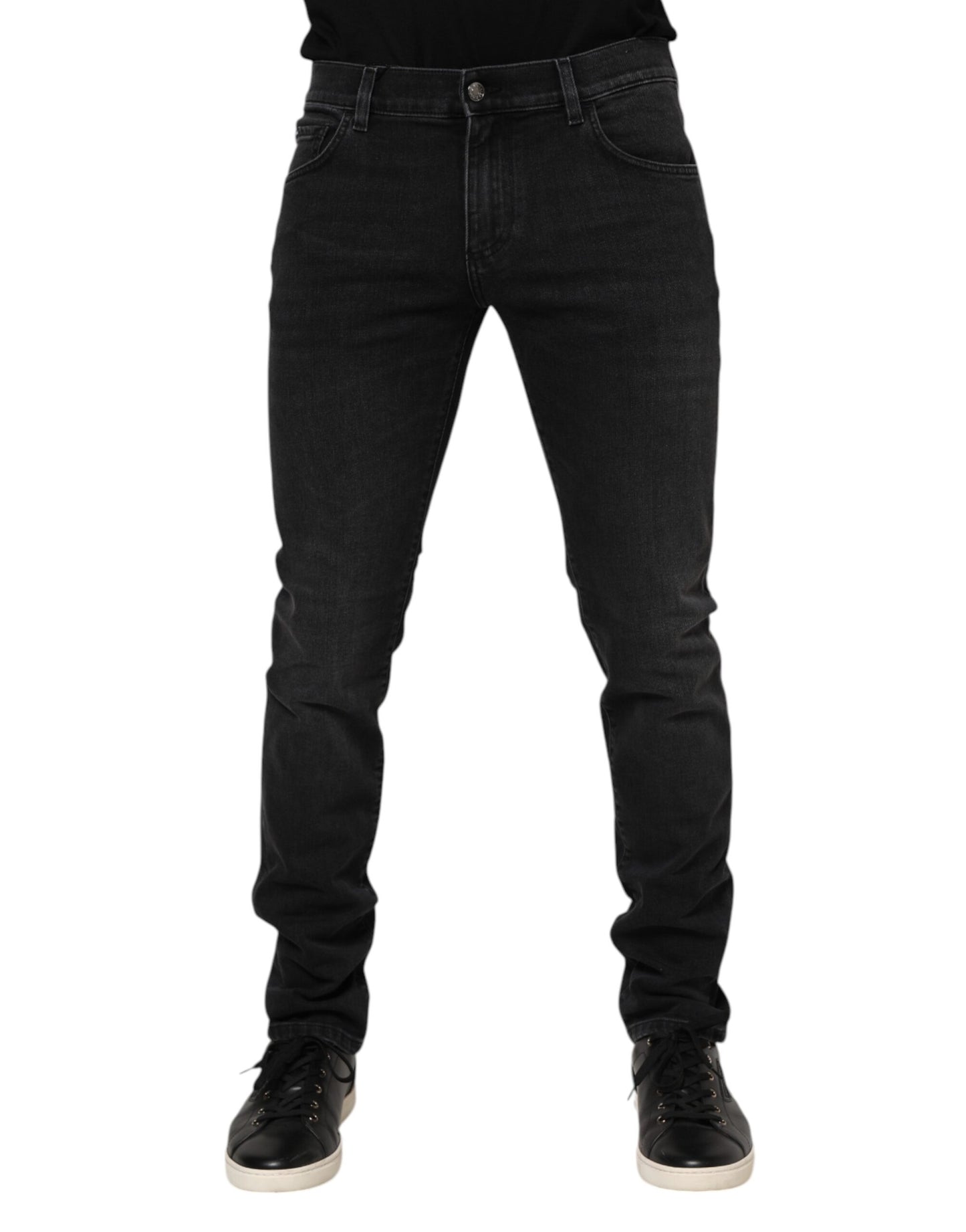 Dolce &amp; Gabbana – Schwarze Skinny-Jeans aus verwaschener Baumwolle