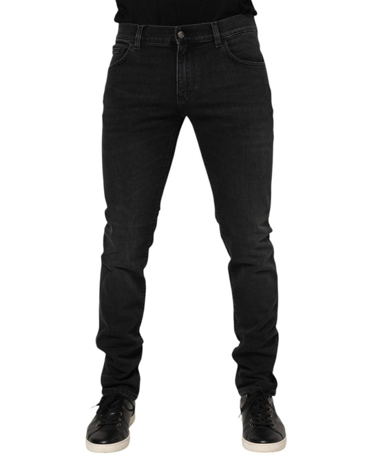Dolce &amp; Gabbana – Schwarze Skinny-Jeans aus verwaschener Baumwolle