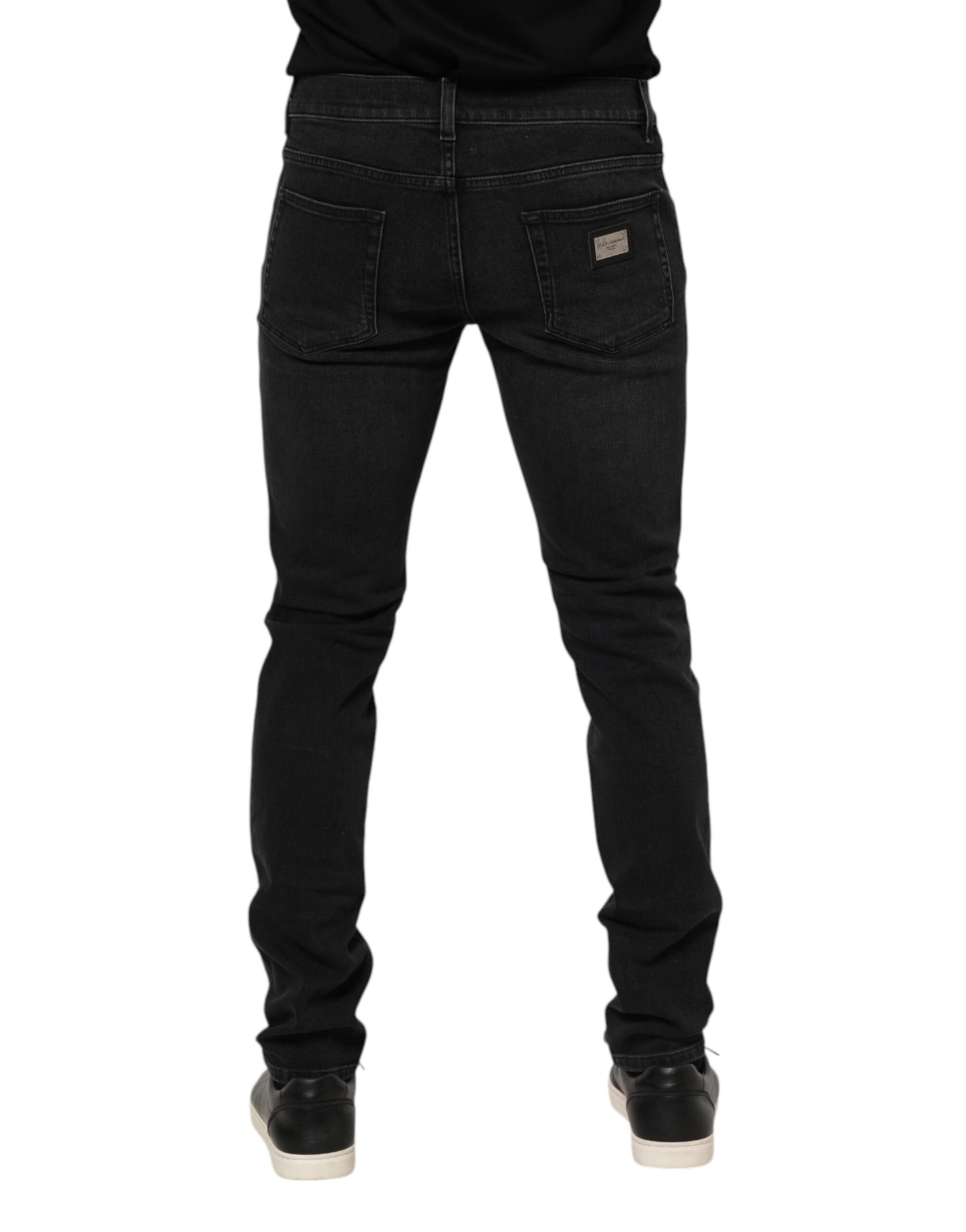 Dolce &amp; Gabbana – Schwarze Skinny-Jeans aus verwaschener Baumwolle