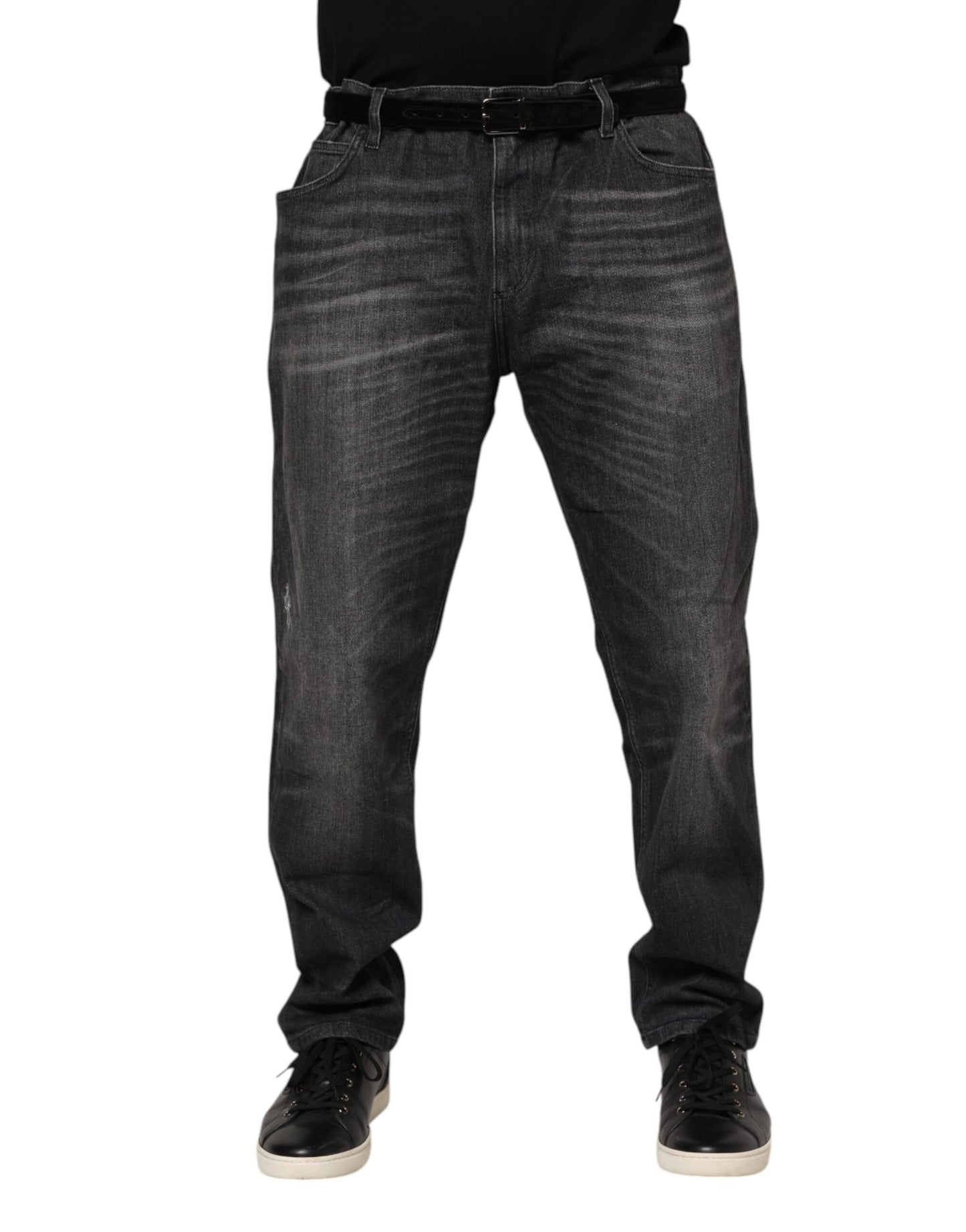 Dolce &amp; Gabbana Graue Jeans aus gewaschener Baumwolle mit lockerem Schnitt