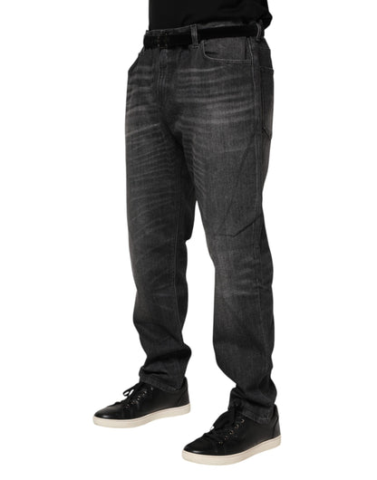 Dolce &amp; Gabbana Graue Jeans aus gewaschener Baumwolle mit lockerem Schnitt