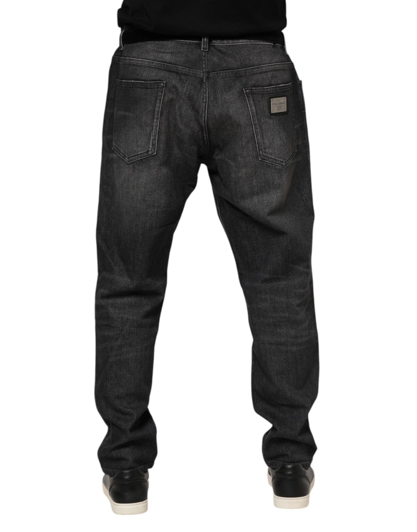 Dolce &amp; Gabbana Graue Jeans aus gewaschener Baumwolle mit lockerem Schnitt
