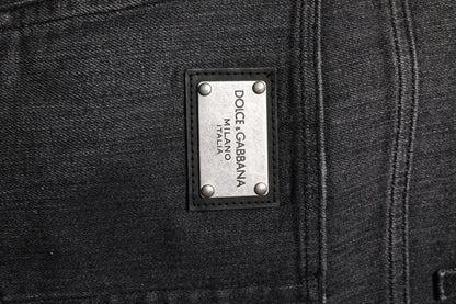 Dolce &amp; Gabbana Graue Jeans aus gewaschener Baumwolle mit lockerem Schnitt