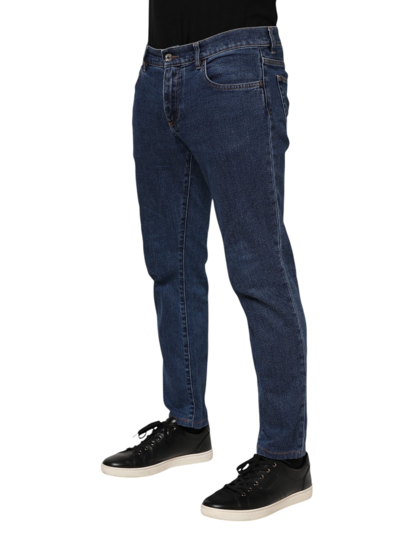 Dolce &amp; Gabbana – Blaue Skinny-Jeans aus Baumwoll-Logo