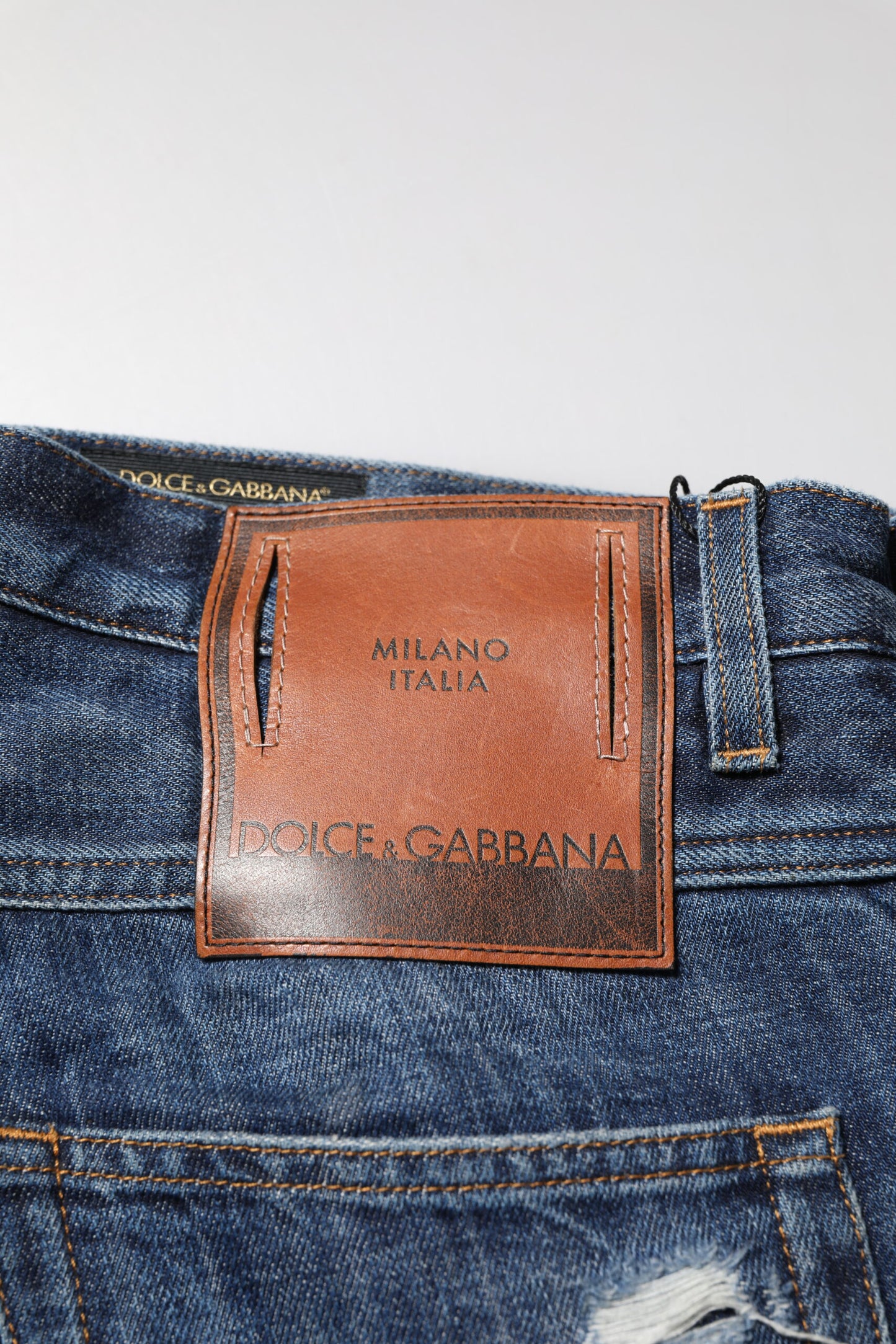 Dolce &amp; Gabbana – Blaue, zerfetzte, konische Jeans aus Baumwolle für Herren