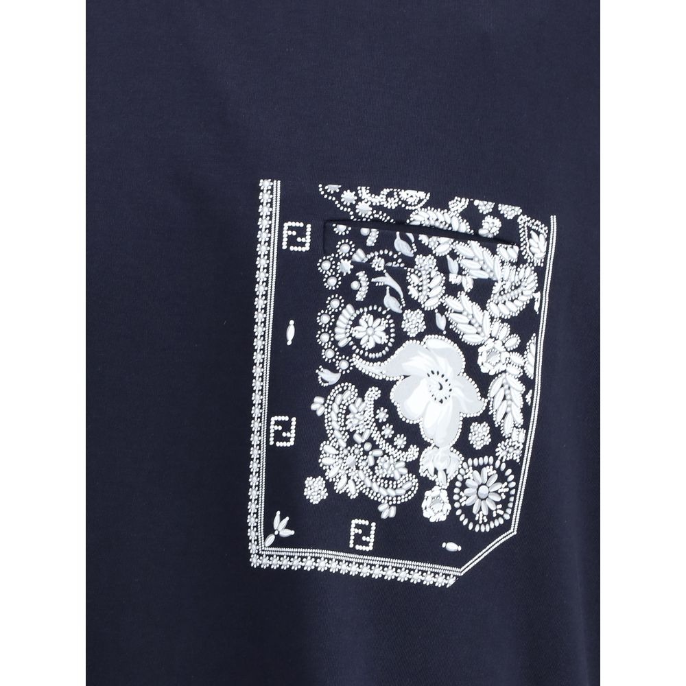 Fendi Blaues Baumwoll-T-Shirt