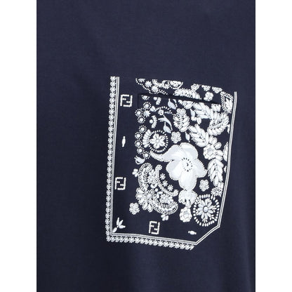 Fendi Blaues Baumwoll-T-Shirt