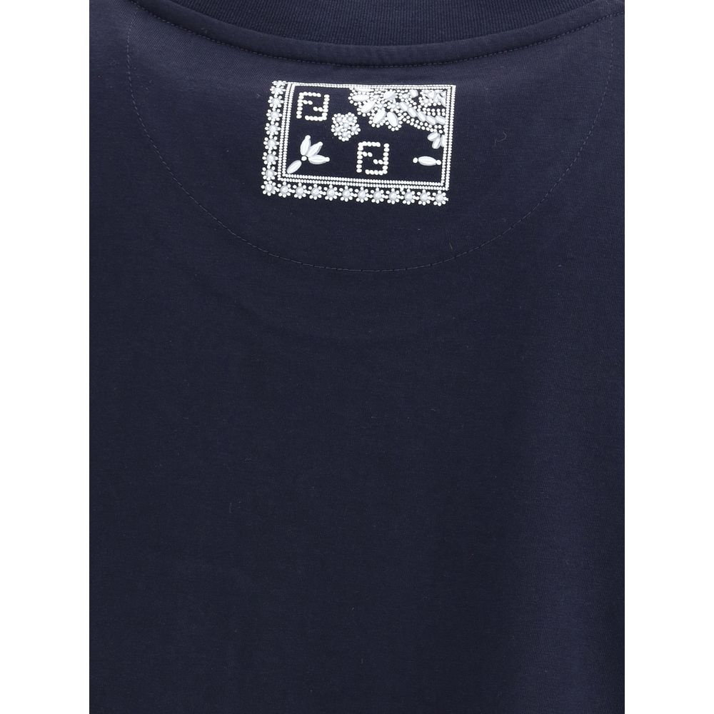 Fendi Blaues Baumwoll-T-Shirt