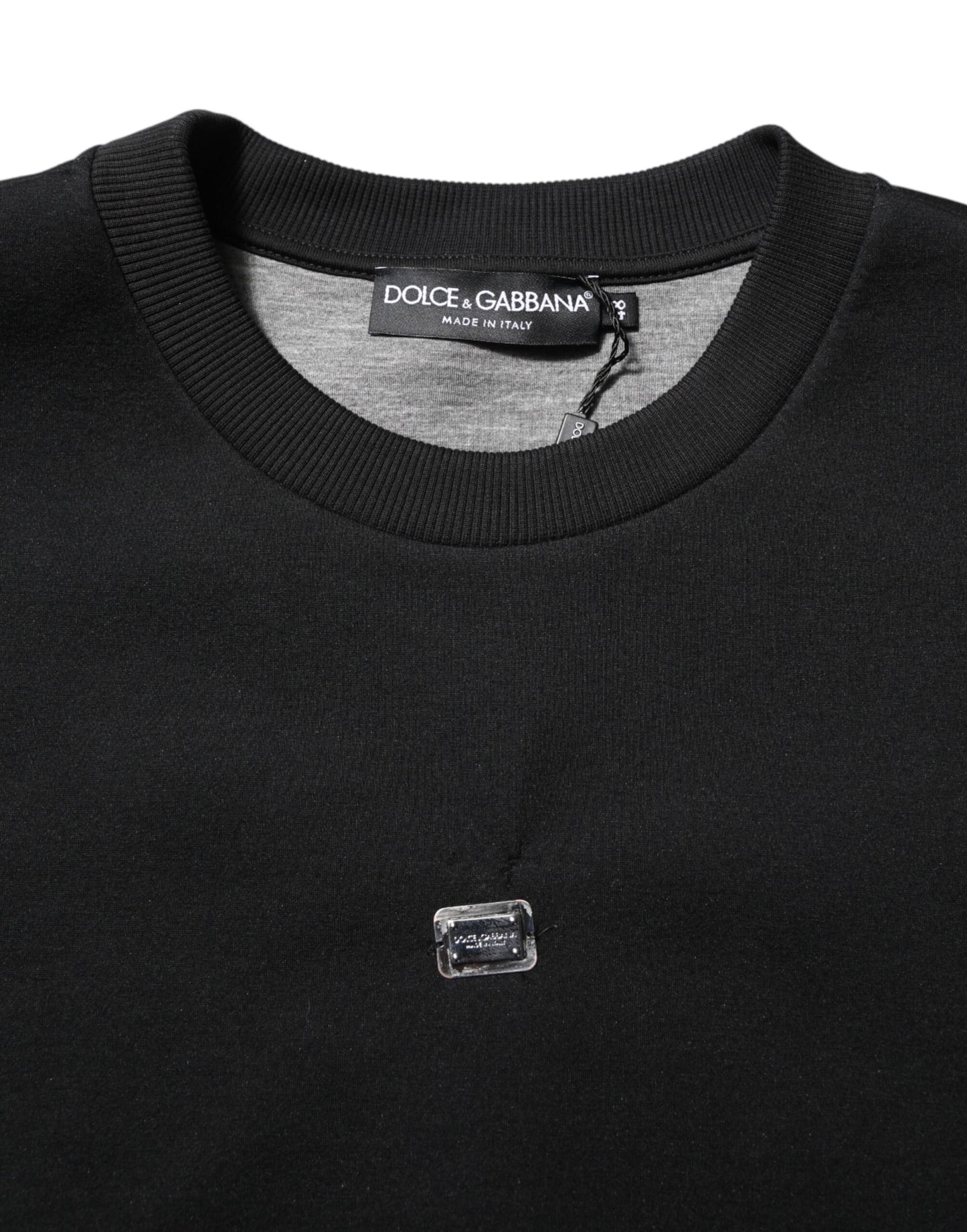 Dolce &amp; Gabbana – Schwarzer Modal-Pullover mit DG-Logo-Plakette