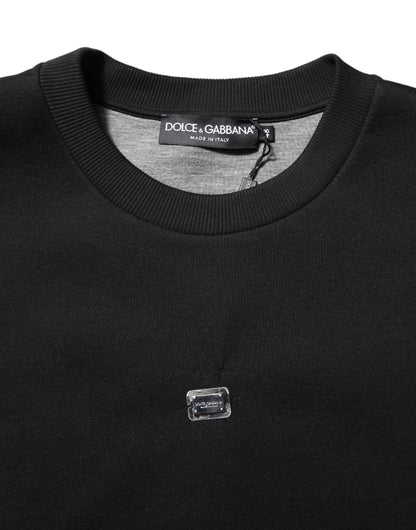 Dolce &amp; Gabbana – Schwarzer Modal-Pullover mit DG-Logo-Plakette