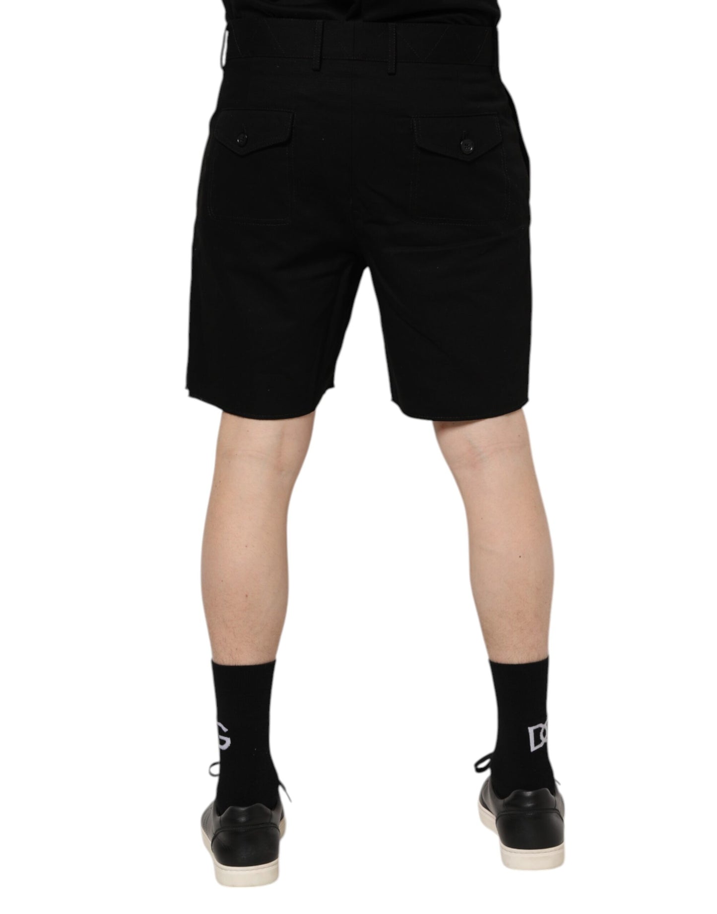 Dolce &amp; Gabbana – Knielange Bermudashorts aus schwarzer Baumwolle für Herren