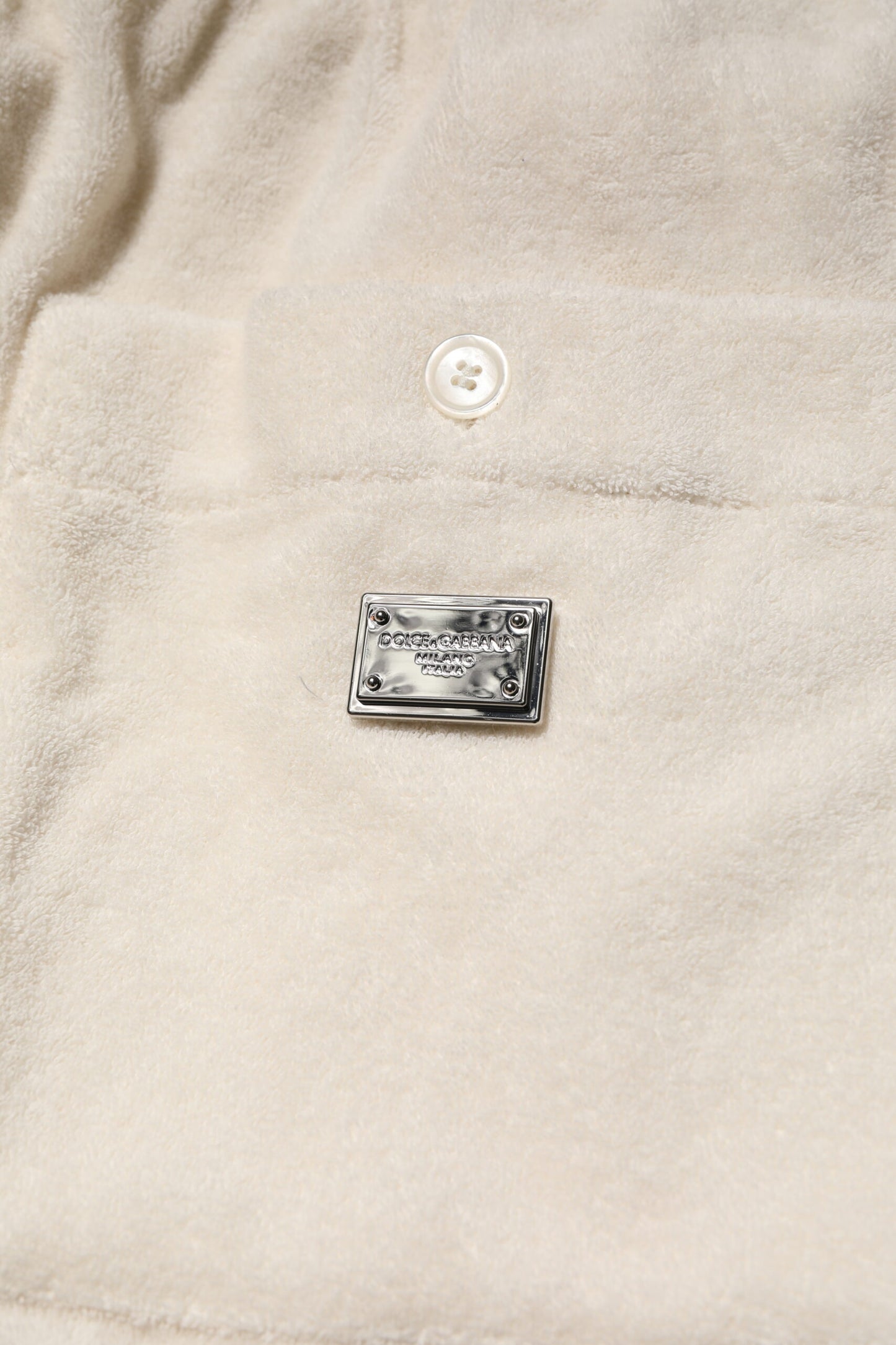 Dolce &amp; Gabbana Herren Bermuda-Sweatshorts aus elfenbeinfarbener Baumwolle