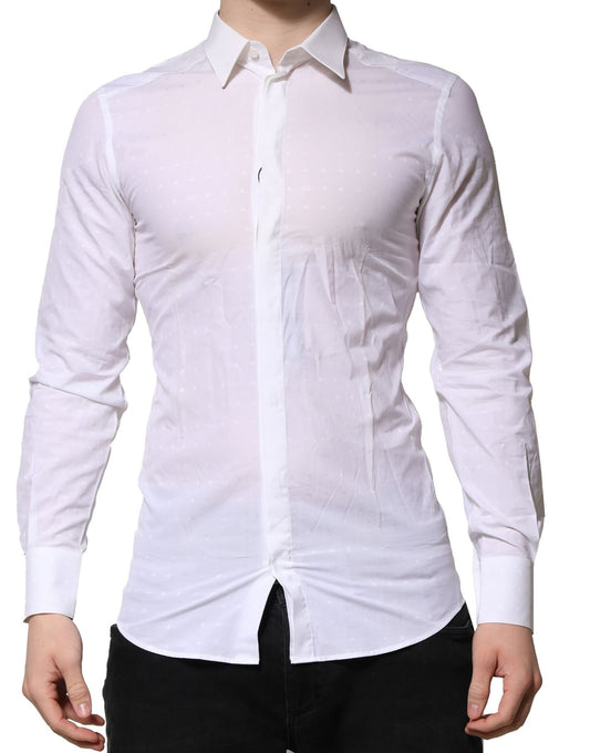 Dolce & Gabbana White Cotton GOLD Dress Formal Shirt