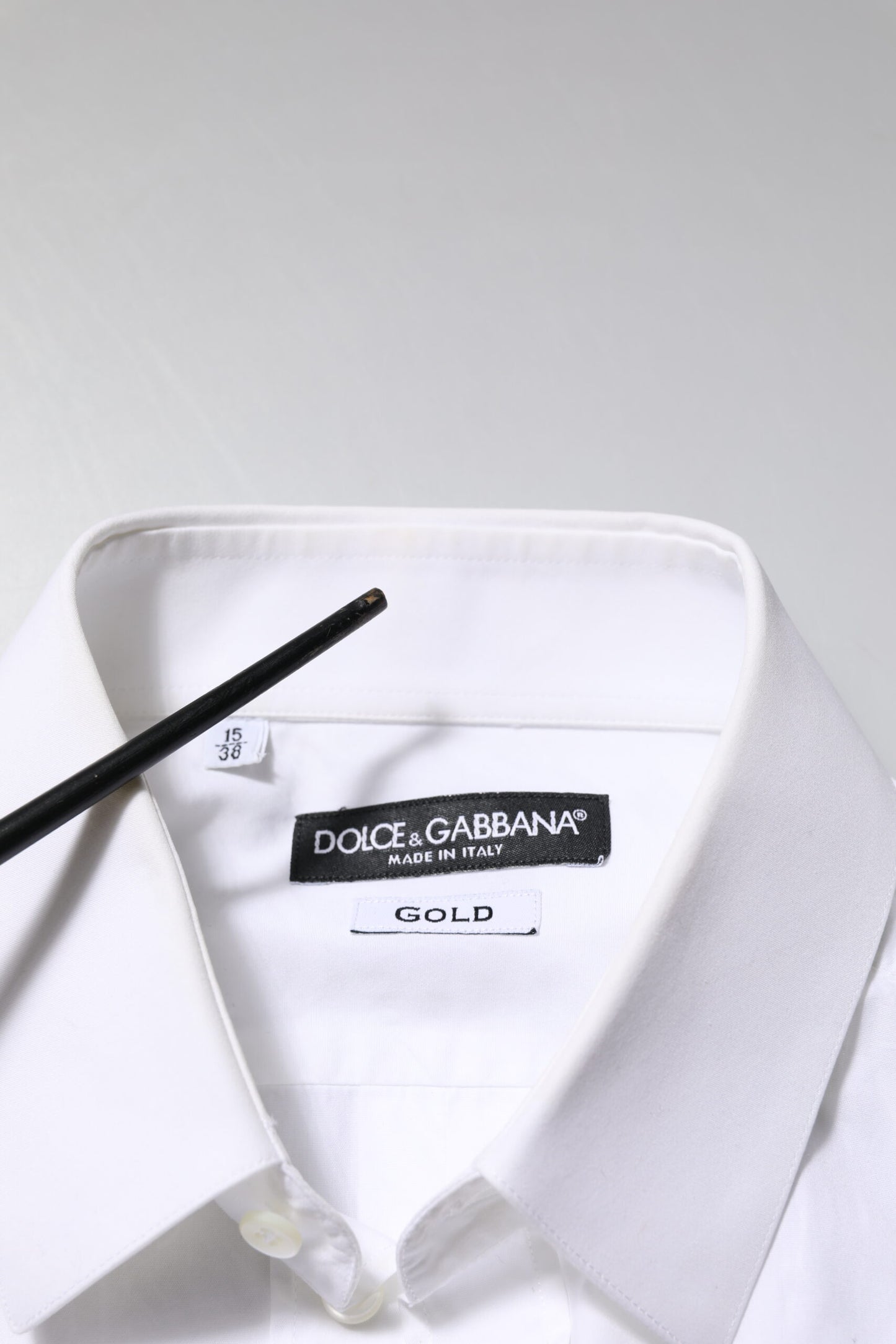Dolce &amp; Gabbana – Weißes, langärmliges, formelles Hemd aus Baumwolle in GOLD
