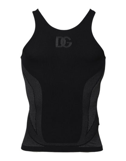Dolce & Gabbana Black Nylon Sleeveless Underwear Tank T-shirt