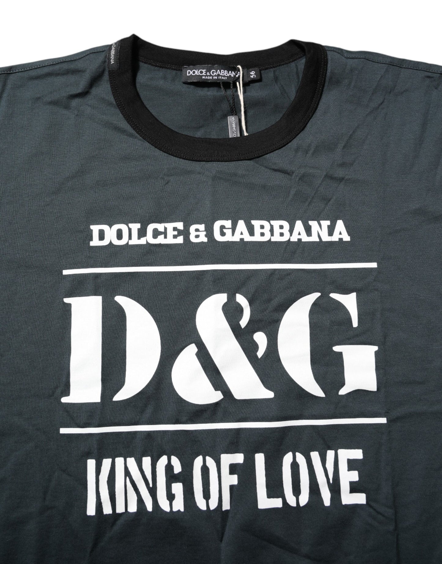 Dolce &amp; Gabbana – Schwarzes, bedrucktes T-Shirt aus Baumwolle mit kurzen Ärmeln
