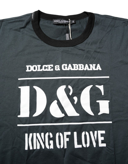 Dolce &amp; Gabbana – Schwarzes, bedrucktes T-Shirt aus Baumwolle mit kurzen Ärmeln