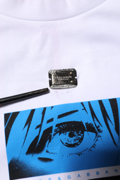 Dolce & Gabbana White Cotton Crew Neck Graphic Print T-shirt