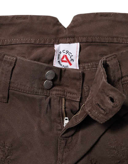 CYCLE Braune Skinny-Casual-Jeans aus Baumwolle mit niedriger Taille