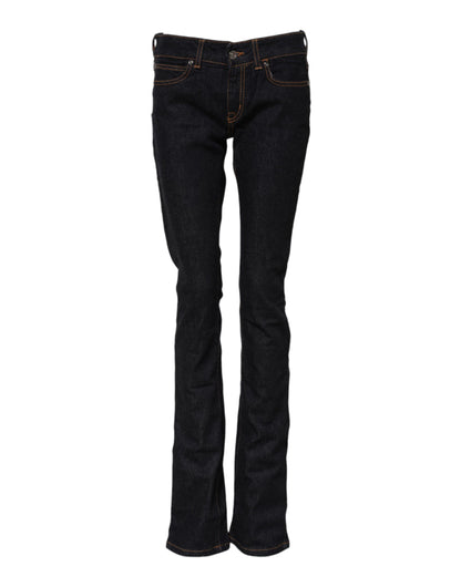 GF Ferre Dark Blue Cotton Mid Waisted Skinny Denim Jeans