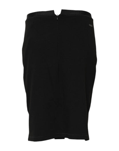 GF Ferre Black Polyester Pencil Cut Knee Length Skirt