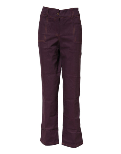 BENCIVENGA – Violette, hoch taillierte, schmal zulaufende Hose