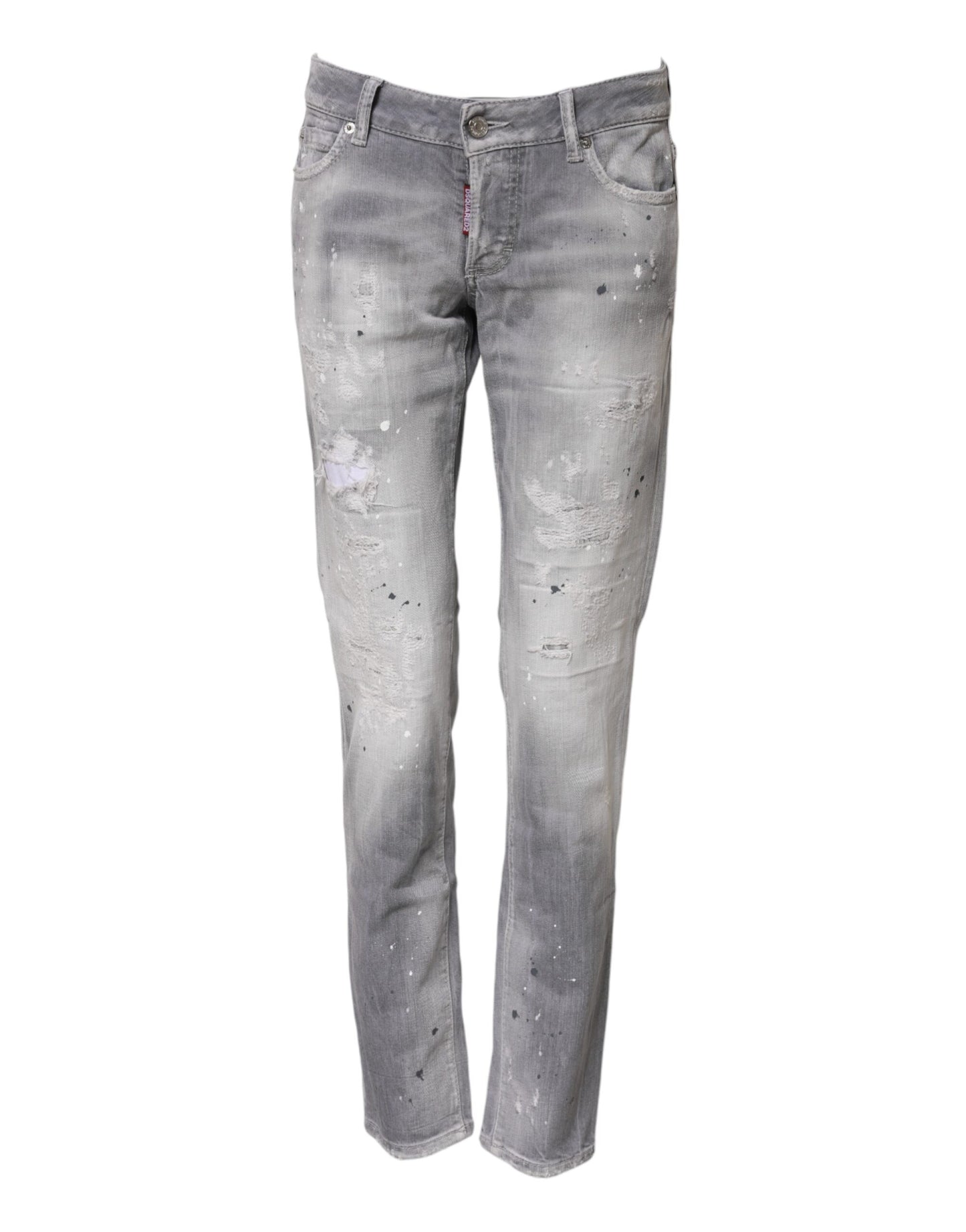 Dsquared² Grau verwaschene Jeans mit mittelhohem Bund und konischem Schnitt