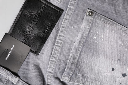 Dsquared² Grau verwaschene Jeans mit mittelhohem Bund und konischem Schnitt