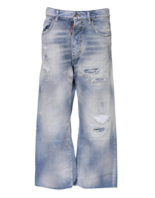 Dsquared² – Blau verwaschene Jeans mit hoher Taille und weitem Bein