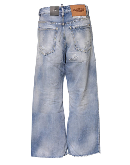 Dsquared² – Blau verwaschene Jeans mit hoher Taille und weitem Bein