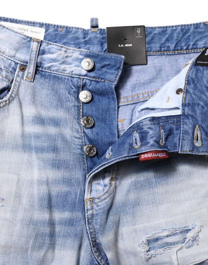 Dsquared² – Blau verwaschene Jeans mit hoher Taille und weitem Bein