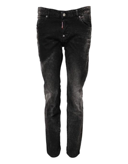 بنطلون جينز Dsquared² أسود مغسول متوسط ​​الخصر وضيق