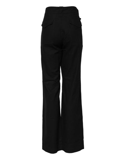 Ermanno Scervino – Schwarze Hose mit gerader Passform und hoher Taille