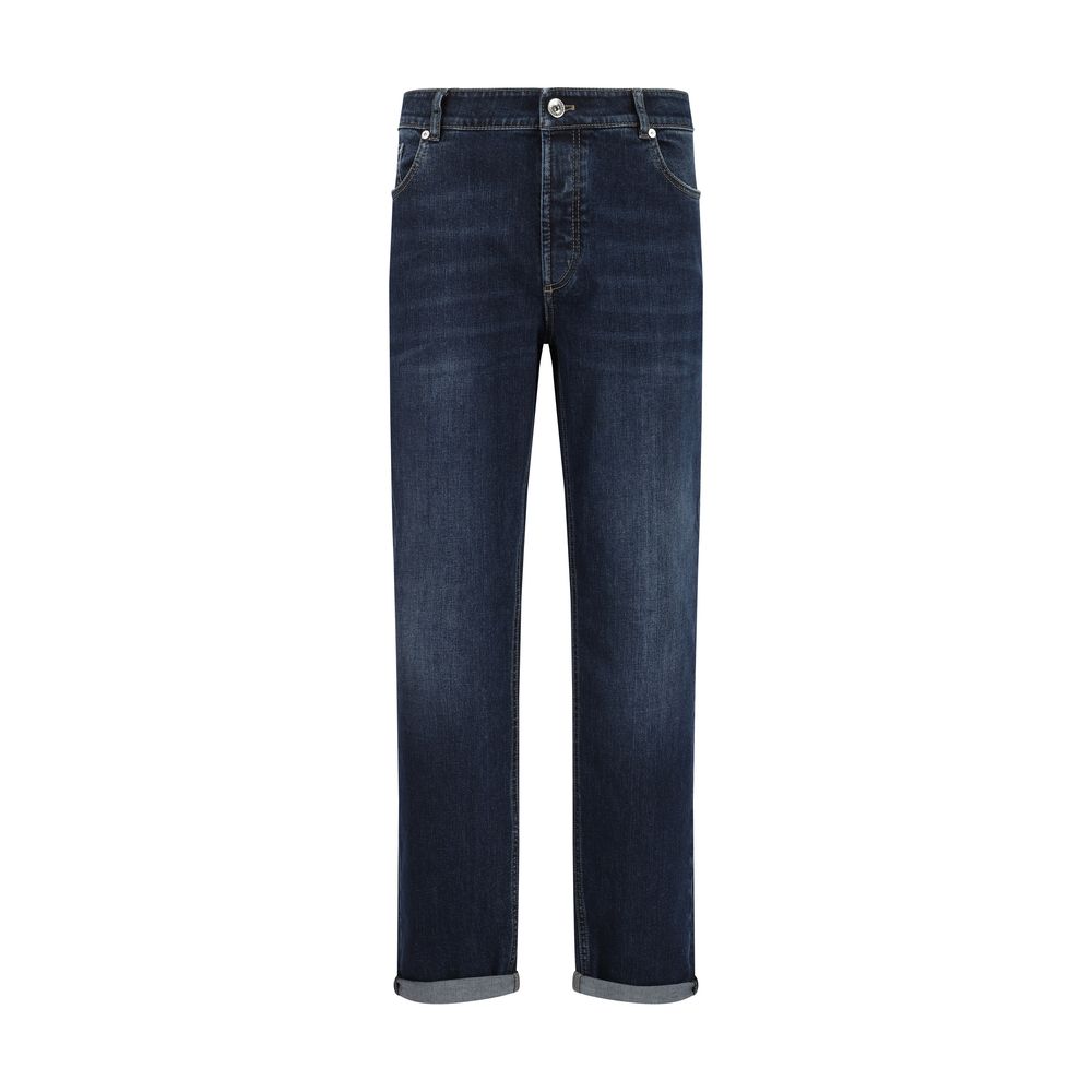 Brunello Cucinelli Blaue Baumwoll-Jeans mit geradem Bein