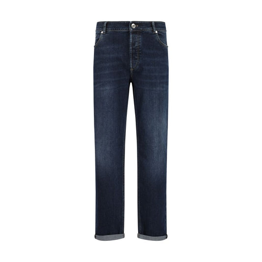 Brunello Cucinelli Blaue Baumwoll-Jeans mit geradem Bein