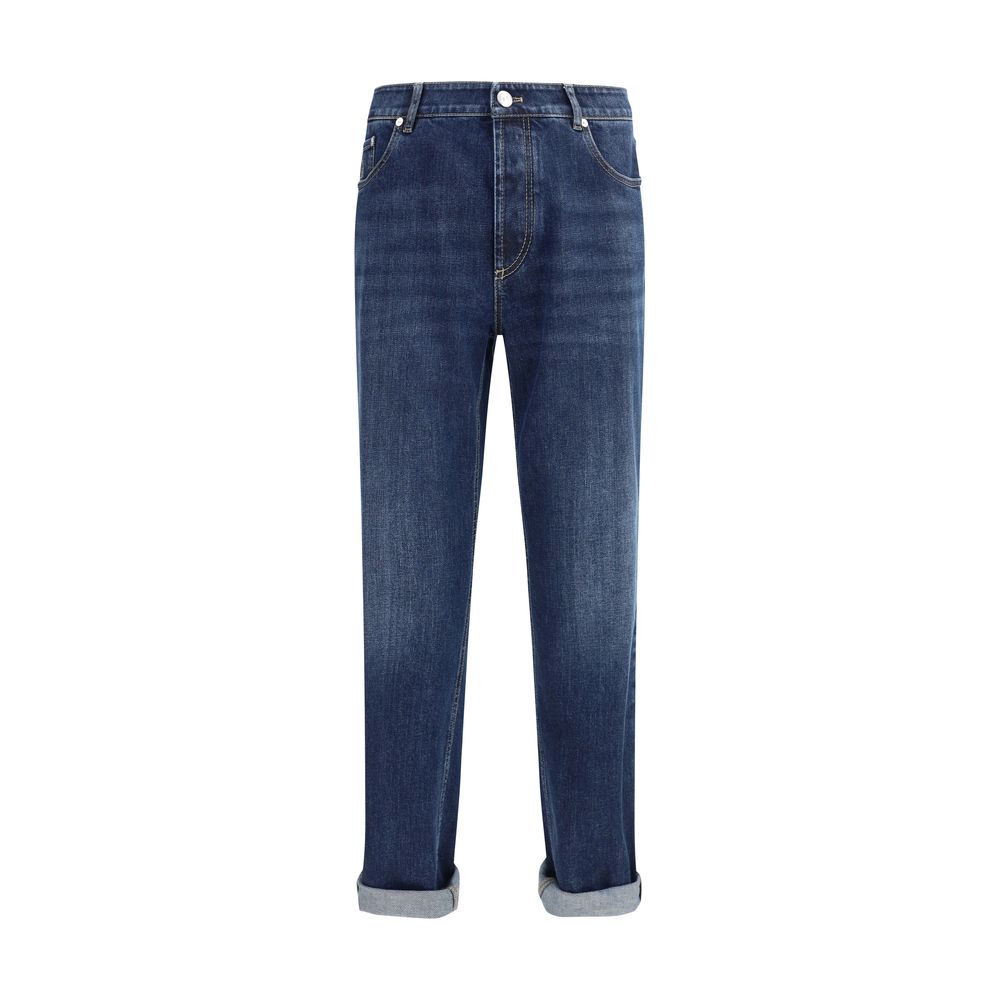 Brunello Cucinelli Blaue Baumwoll-Jeans mit geradem Bein