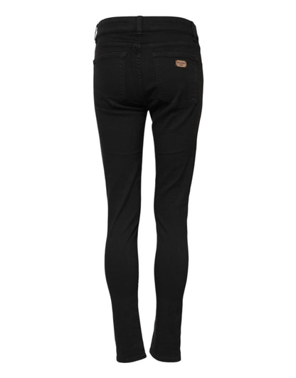 Dolce & Gabbana Black Cotton Skinny Mid Waist Denim Jeans