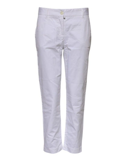 Dolce & Gabbana White Cotton Stretch Mid Waist Jeans