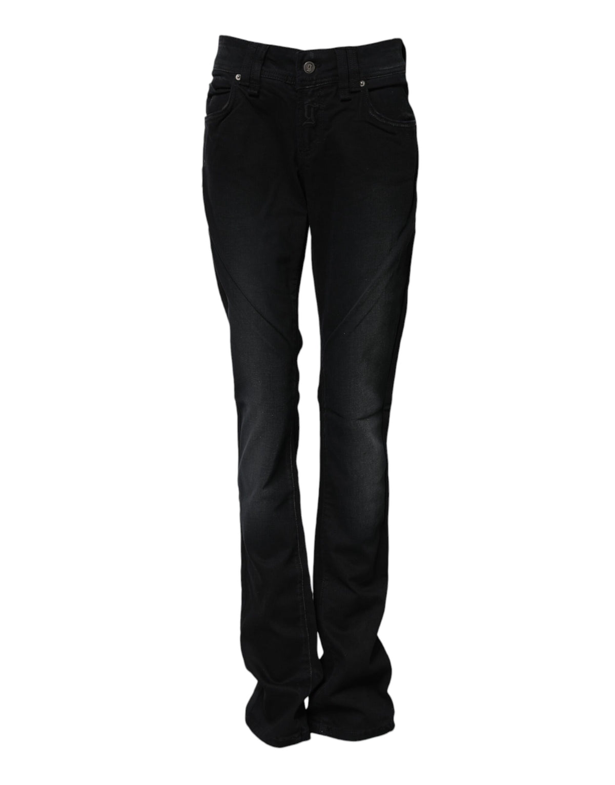 John Galliano – Schwarze, konisch zulaufende Jeans aus Baumwolle mit mittlerer Taille