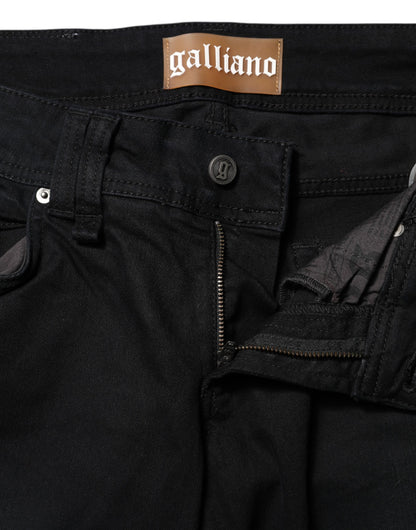 John Galliano – Schwarze, konisch zulaufende Jeans aus Baumwolle mit mittlerer Taille