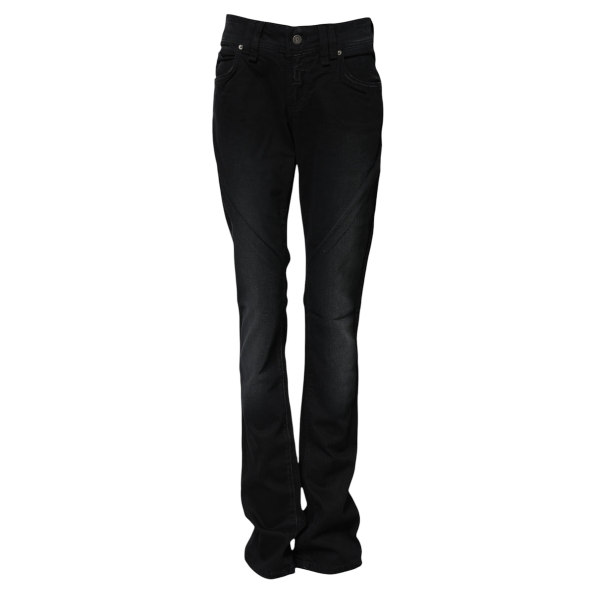 John Galliano – Schwarze, konisch zulaufende Jeans aus Baumwolle mit mittlerer Taille