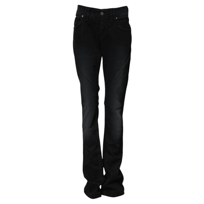 John Galliano – Schwarze, konisch zulaufende Jeans aus Baumwolle mit mittlerer Taille